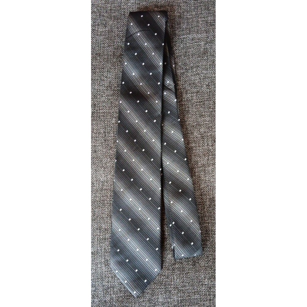 Tie 70s 80s 90s Y2K Mens Pierre Cardin Slim White Gray Stripe 2.75 Wide 58 Long